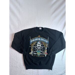 VTG Jerzees Treasure Island At the Mirage Black Sweatshirt Distressed Men's L *‎